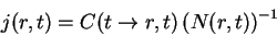 \begin{displaymath}
j(r,t)= C(t\to r,t) \left( N(r,t)\right)^{-1}
\end{displaymath}