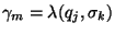 $\gamma_m=\lambda(q_j,\sigma_k)$