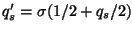 $q_s'=\sigma(1/2+q_s/2)$